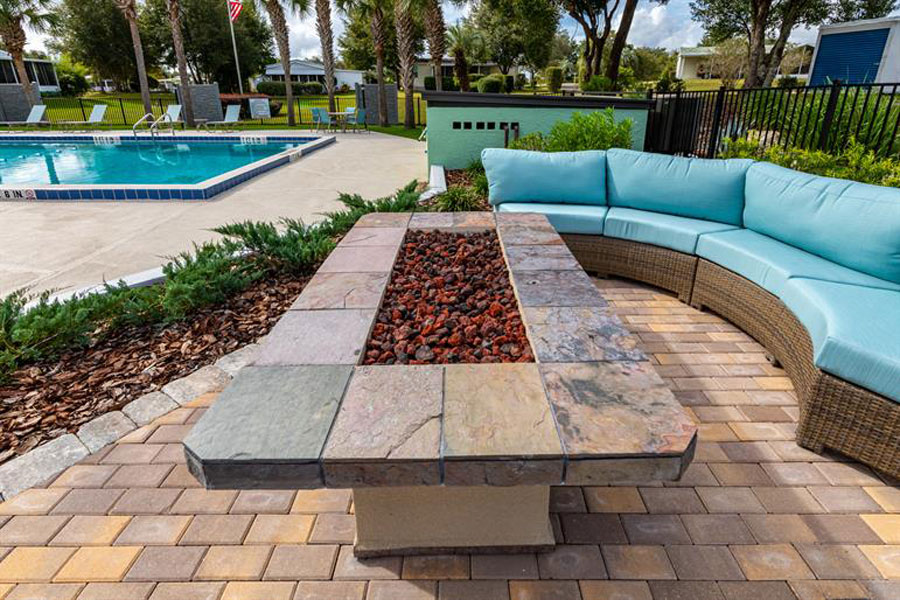 gas fire pit with couch