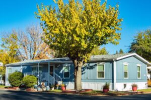 blue manufactured home