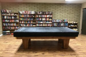 pool table book shelf